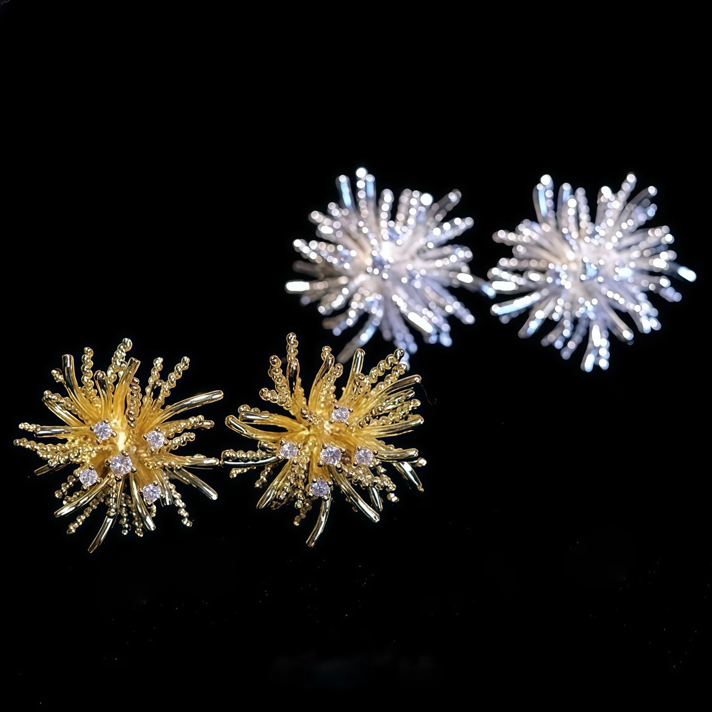 Firework Bloom Earrings – Gold & Silver