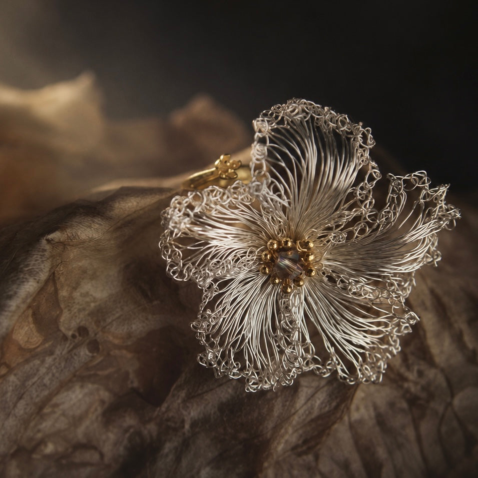 Ethereal Bloom Earrings / Necklace / Ring — Handmade Filigree Flower Jewelry