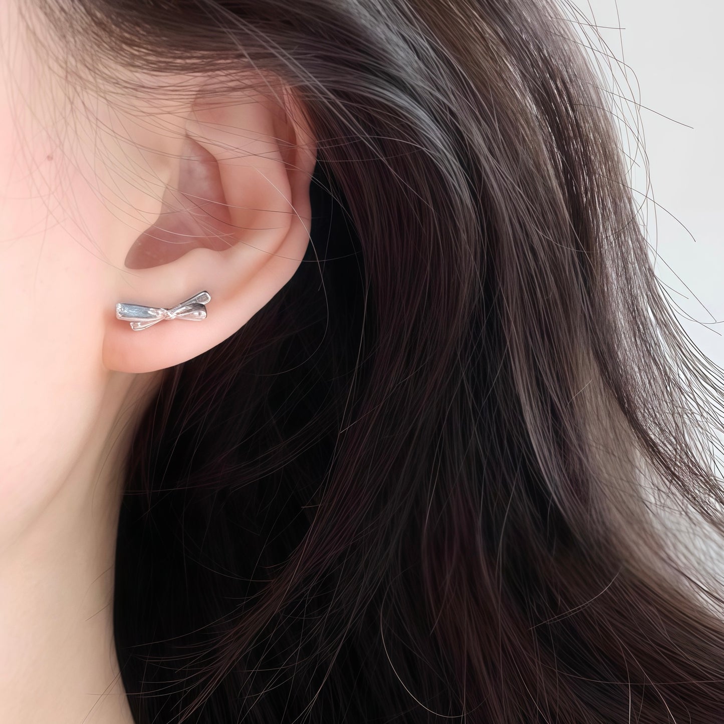 Silver Ribbon Lace Skirt Earrings (2-in-1 Style)