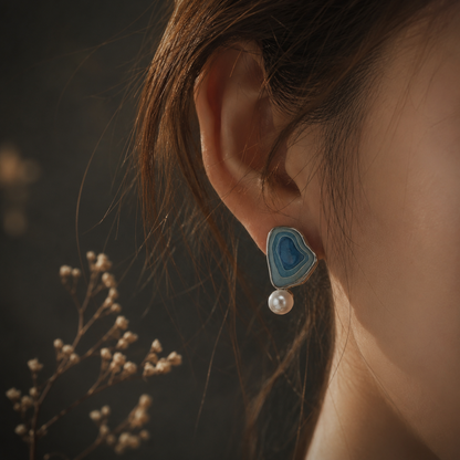 Blue Tide Pearl Earrings