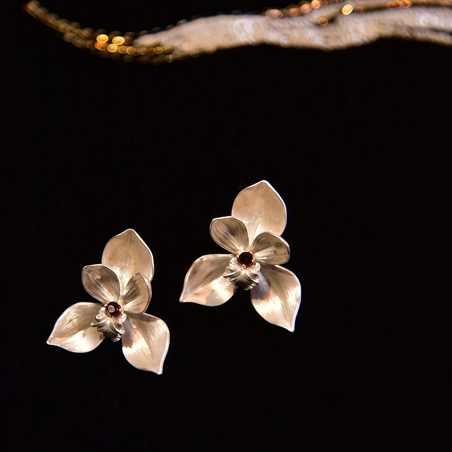 Orchid Bloom Silver Earrings