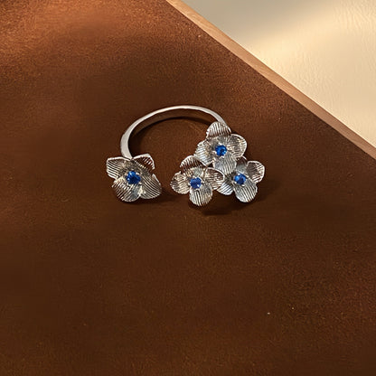 Blue Blossom Trio Ring