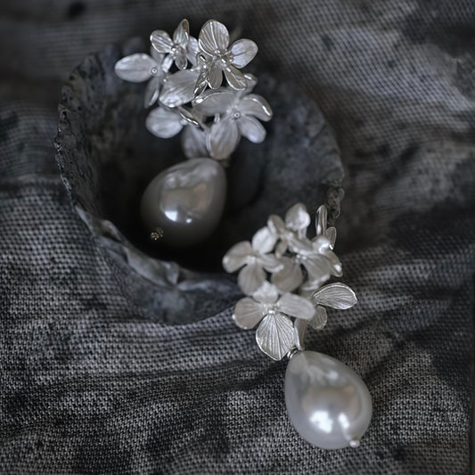 Hydrangea Pearl Drop Earrings