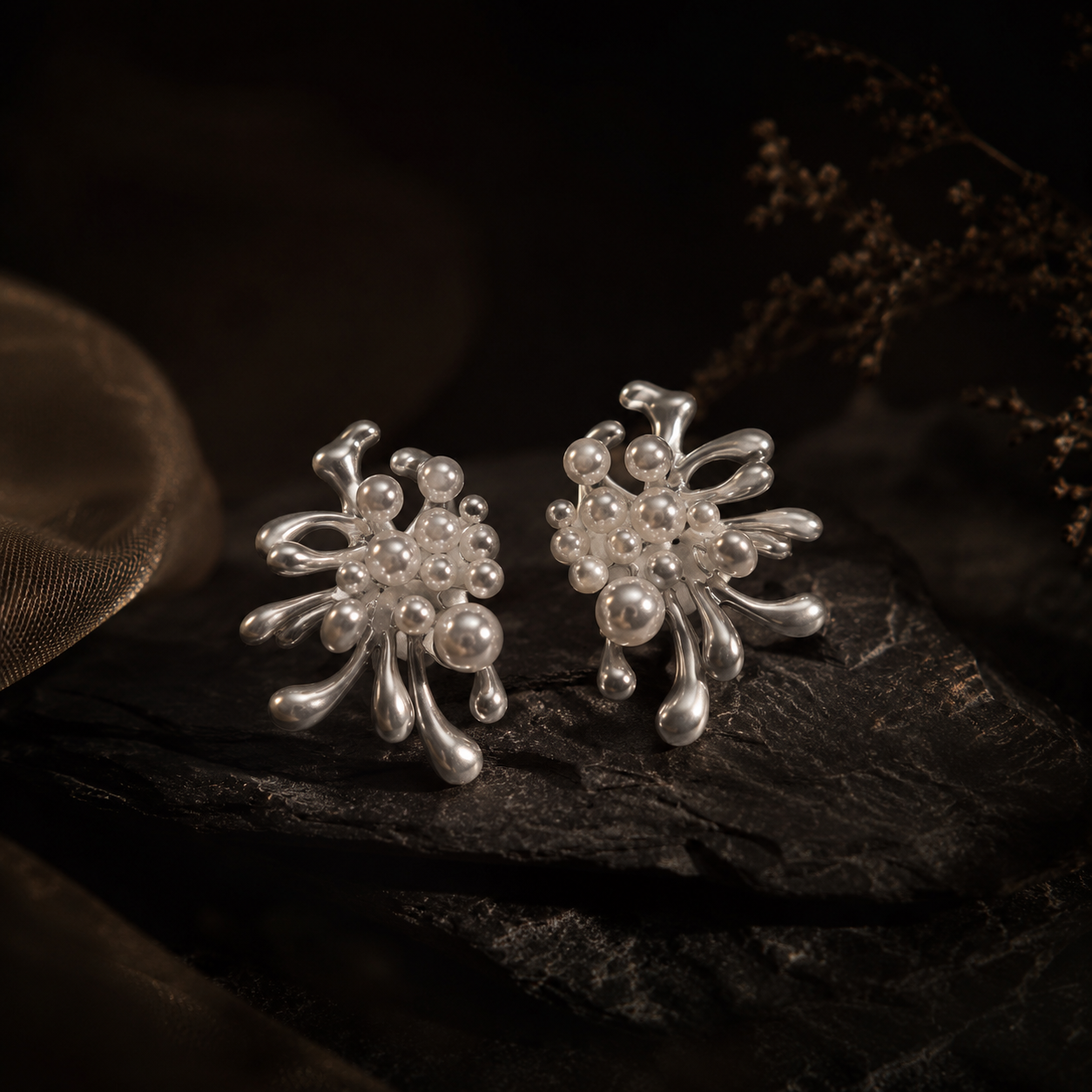 Pearl Cascade Sculpture Earrings