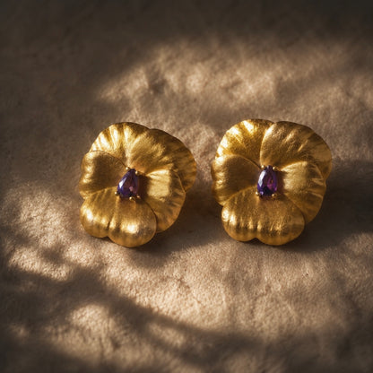 Violet Aura Pansy Earrings
