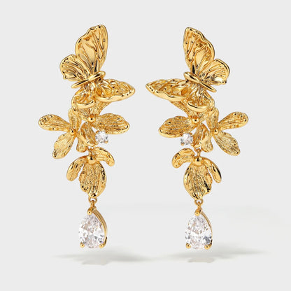Golden Papillon Convertible Earrings (2-in-1 Style)