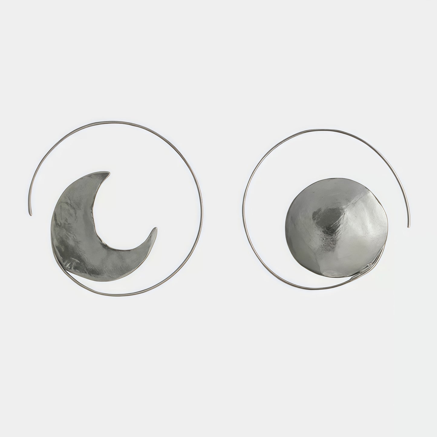 Celestial Orbit Earrings – Sun & Moon Sculptural Hoops