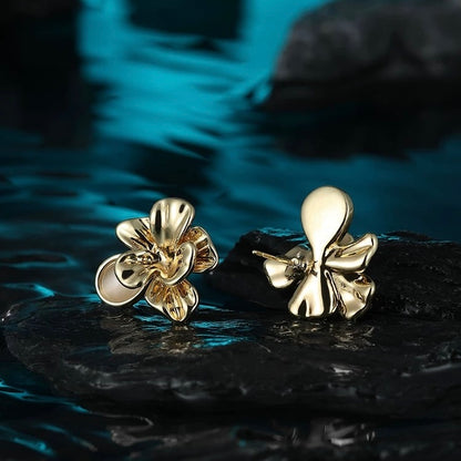 Blooming Gold Flower Stud Earrings