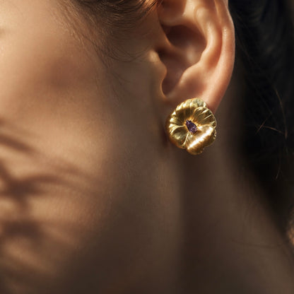 Violet Aura Pansy Earrings