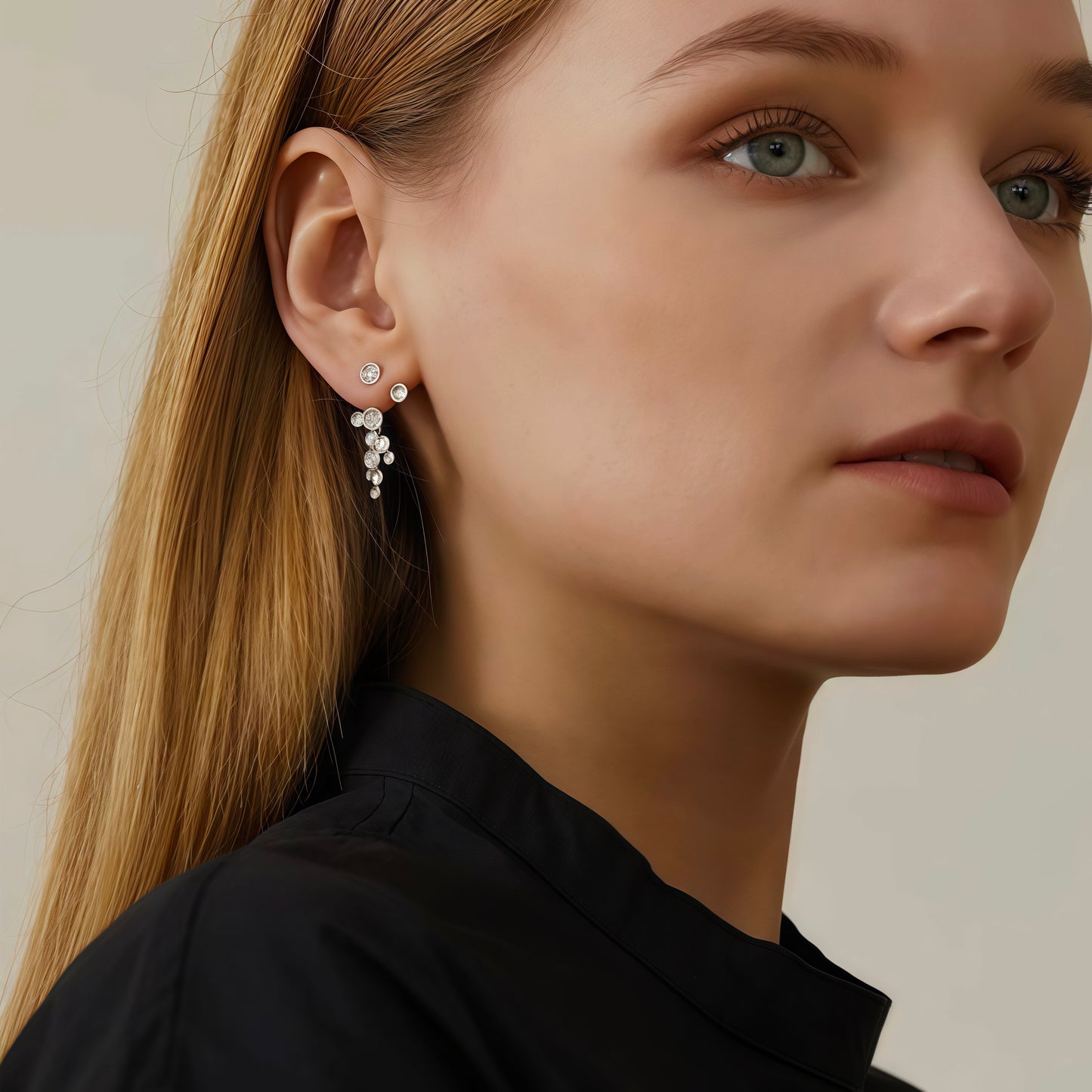 Cluster Drop Earrings (2-in-1 Style)