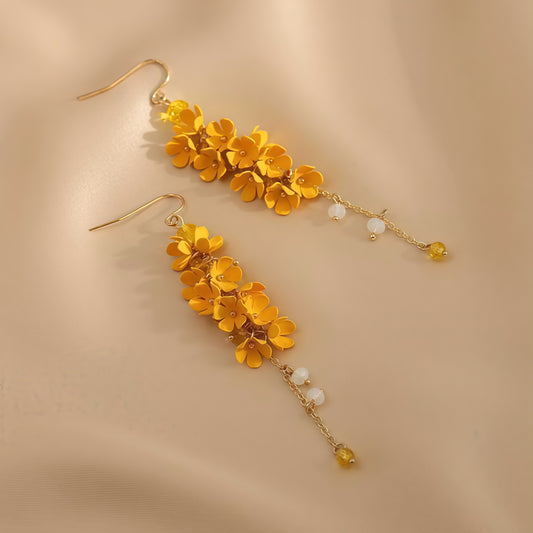 Golden Osmanthus Cascade Earrings