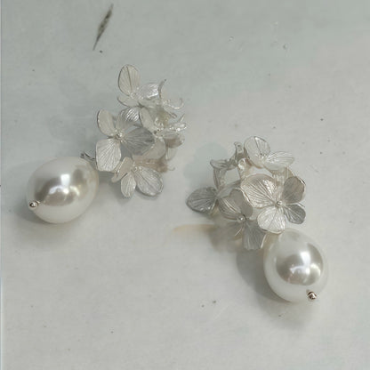 Hydrangea Pearl Drop Earrings