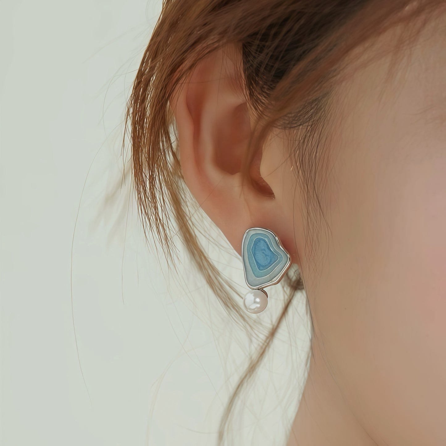 Blue Tide Pearl Stud Earrings