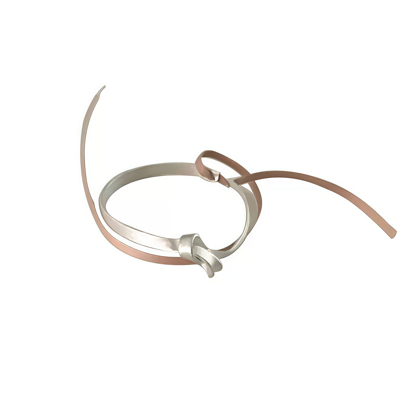 Knoted Ribbon Bangle – Adjustable Silver Bracelet