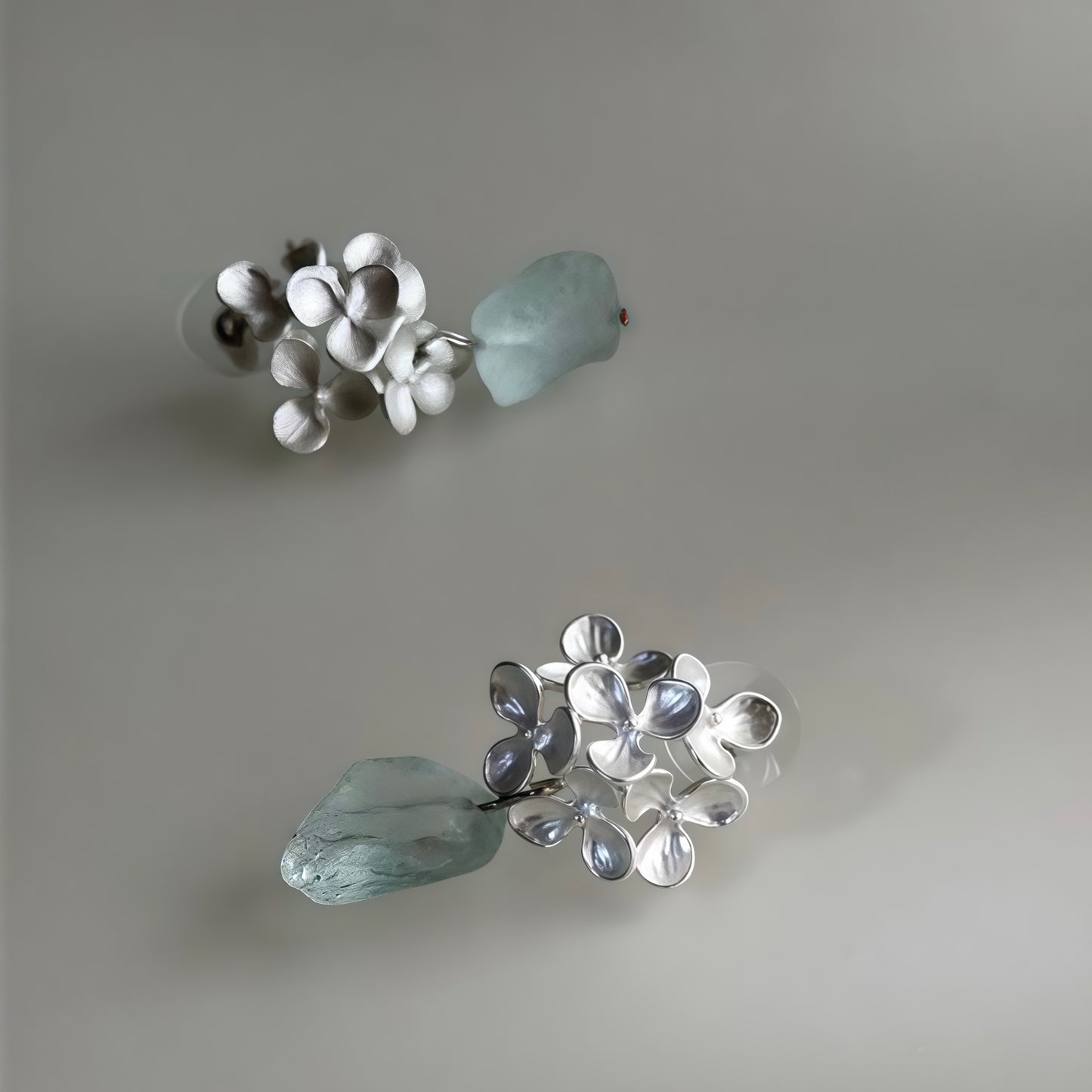 Blooming Aqua Earrings – Sterling Silver & Raw Gemstone Design