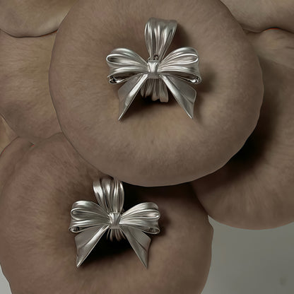 Silky Ribbon Bow Stud Earrings