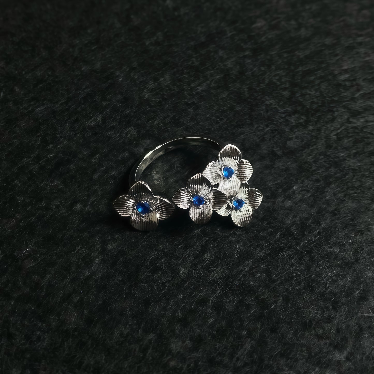 Blue Blossom Trio Ring