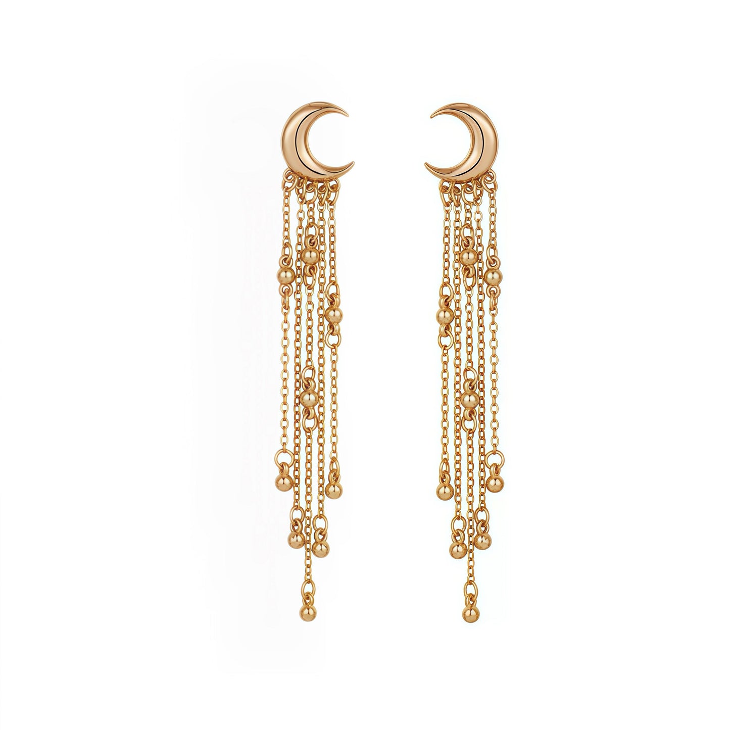Crescent Moon Chain Earrings