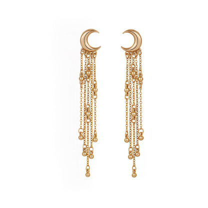 Crescent Moon Chain Earrings
