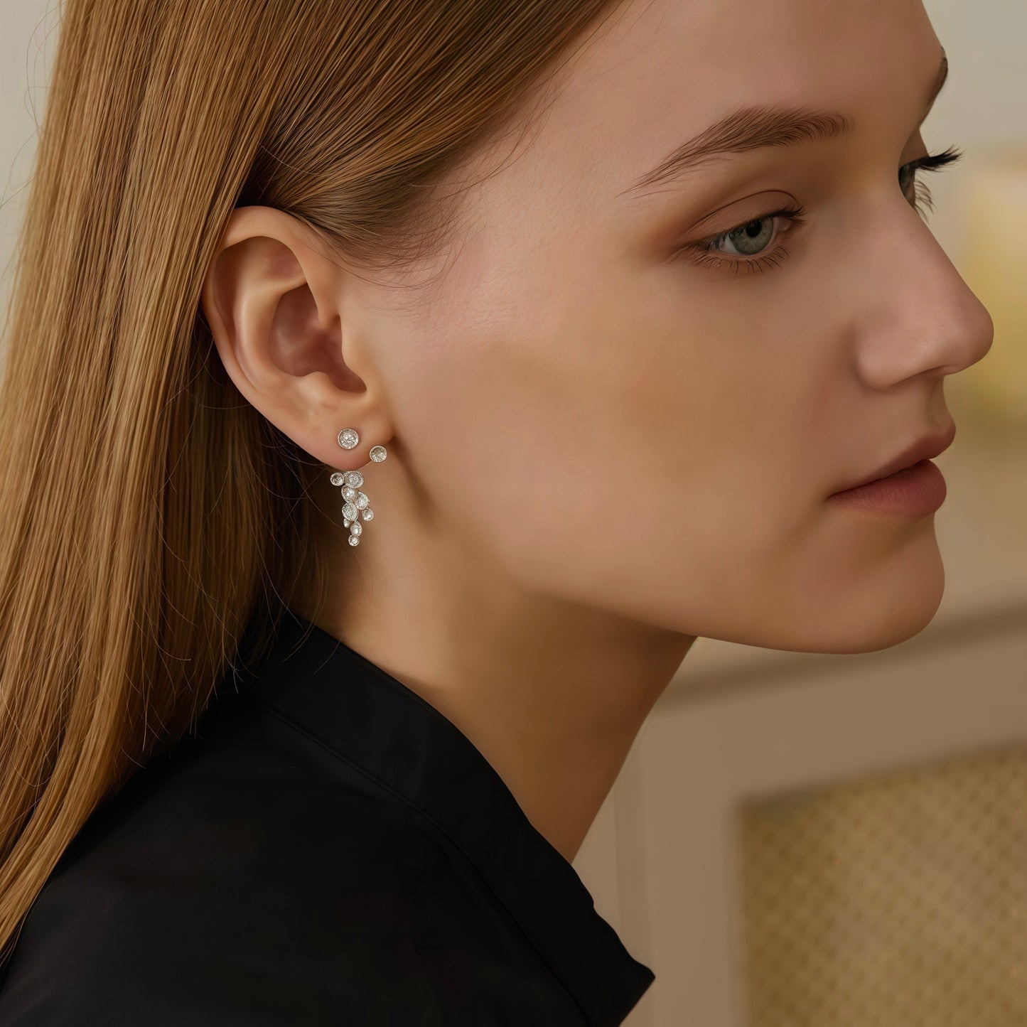 Cluster Drop Earrings (2-in-1 Style)