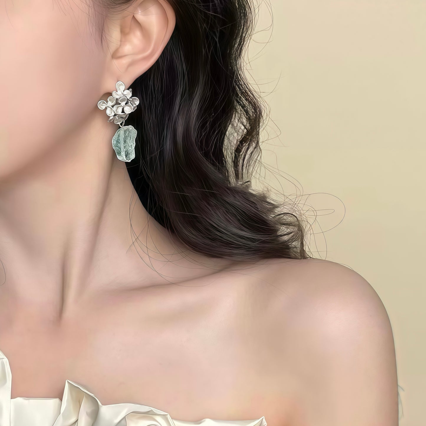 Blooming Aqua Earrings – Sterling Silver & Raw Gemstone Design