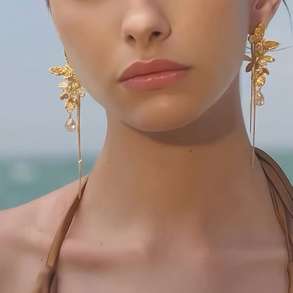Golden Papillon Convertible Earrings (2-in-1 Style)