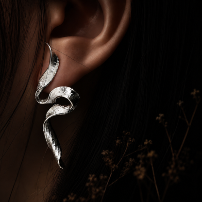 Sculpted Flow Silver Earrings