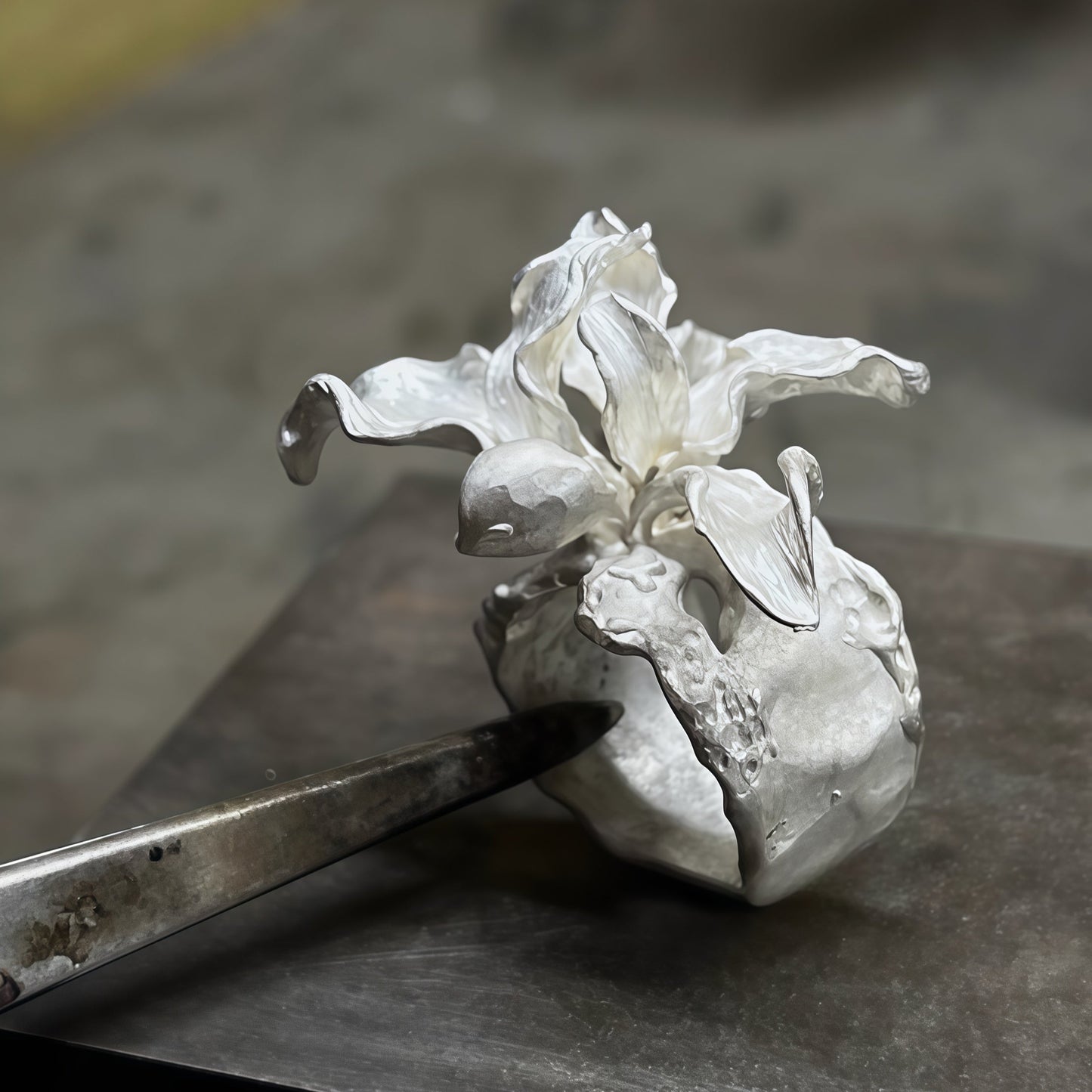 Iris Whisper Silver Ring – Handcrafted Statement Flower Ring