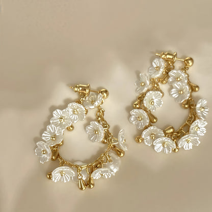 Cherry Blossom Rain Earrings – Convertible Floral Hoops (2-in-1 Style)