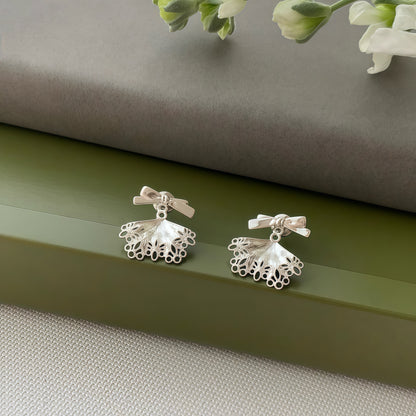 Ribbon Lace Skirt Earrings (2-in-1 Style)