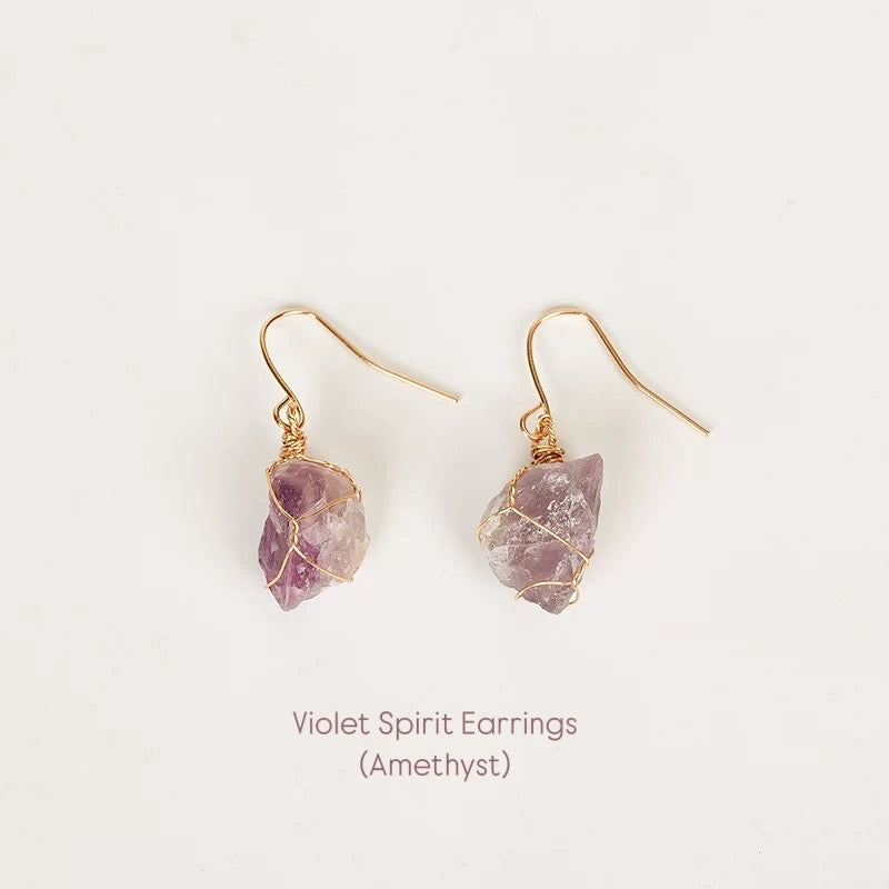 Raw Crystal Drop Earrings — Handmade Natural Stone Jewelry