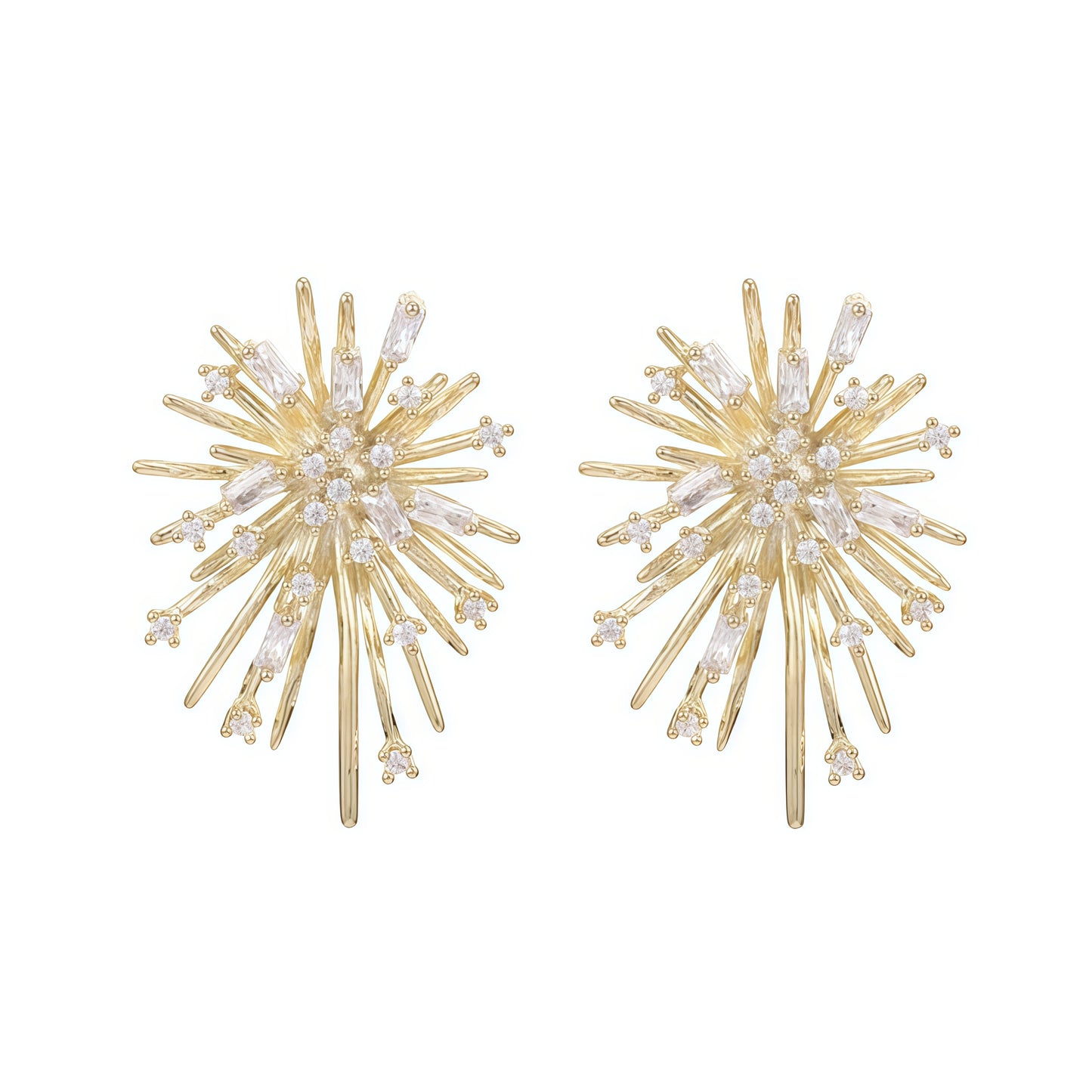 Radiant Firework Earrings — Golden Light in Motion