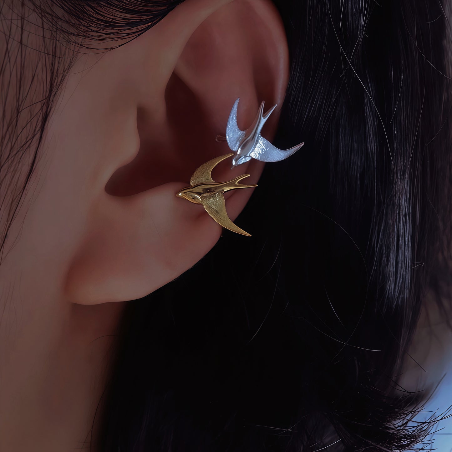 Soaring Swallow Ear Cuffs