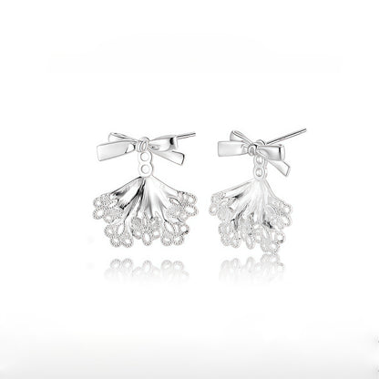Ribbon Lace Skirt Earrings (2-in-1 Style)