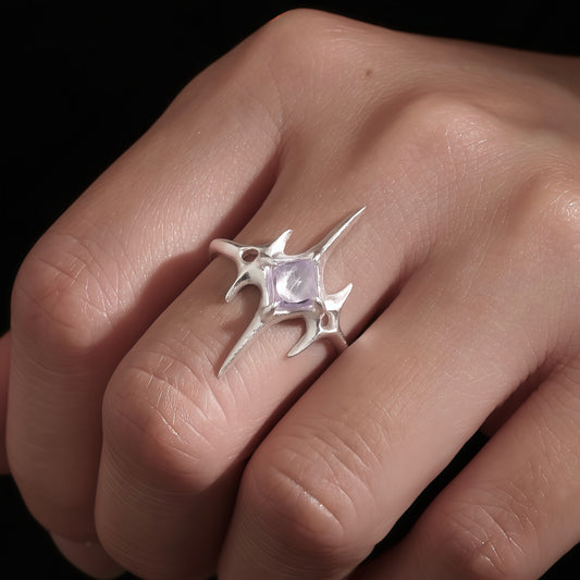Starlit Thorn Amethyst Ring