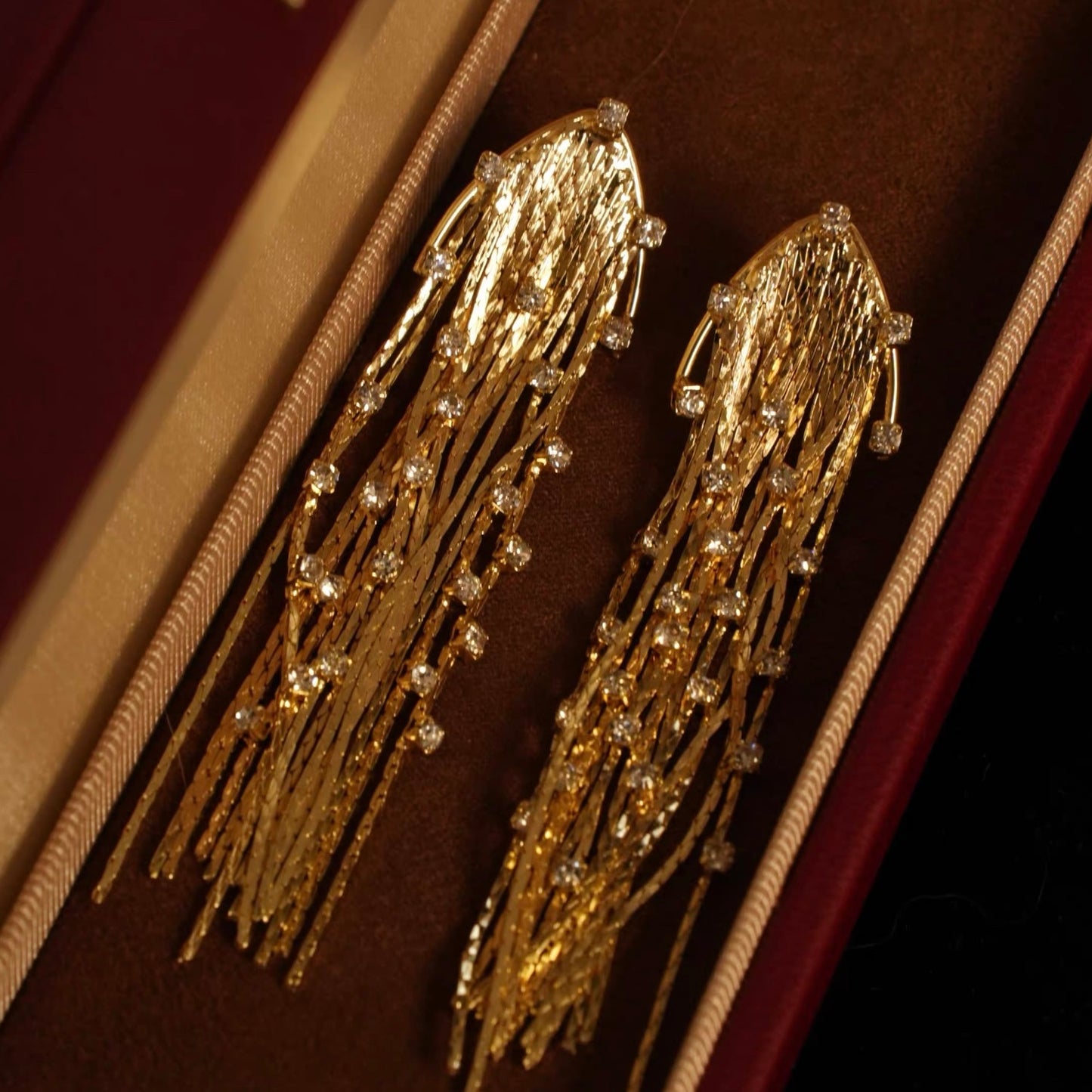 Golden Cascade Earrings – Radiant Fringe Statement Jewelry