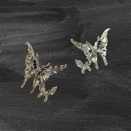 Dual Butterfly Sculptural Stud Earrings