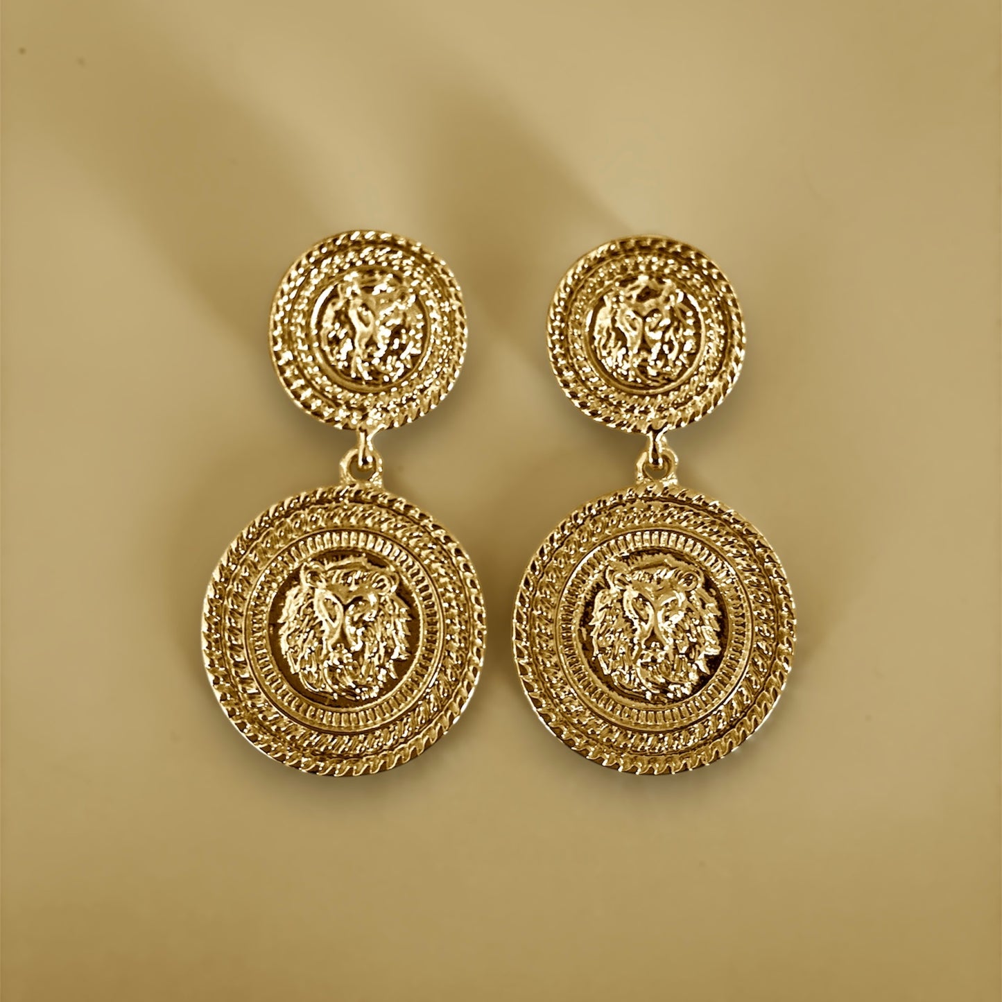Imperial Medallion Earrings – Double-Layer Gold Coin Statement Earrings
