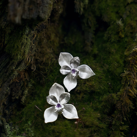 Orchid Bloom Silver Earrings
