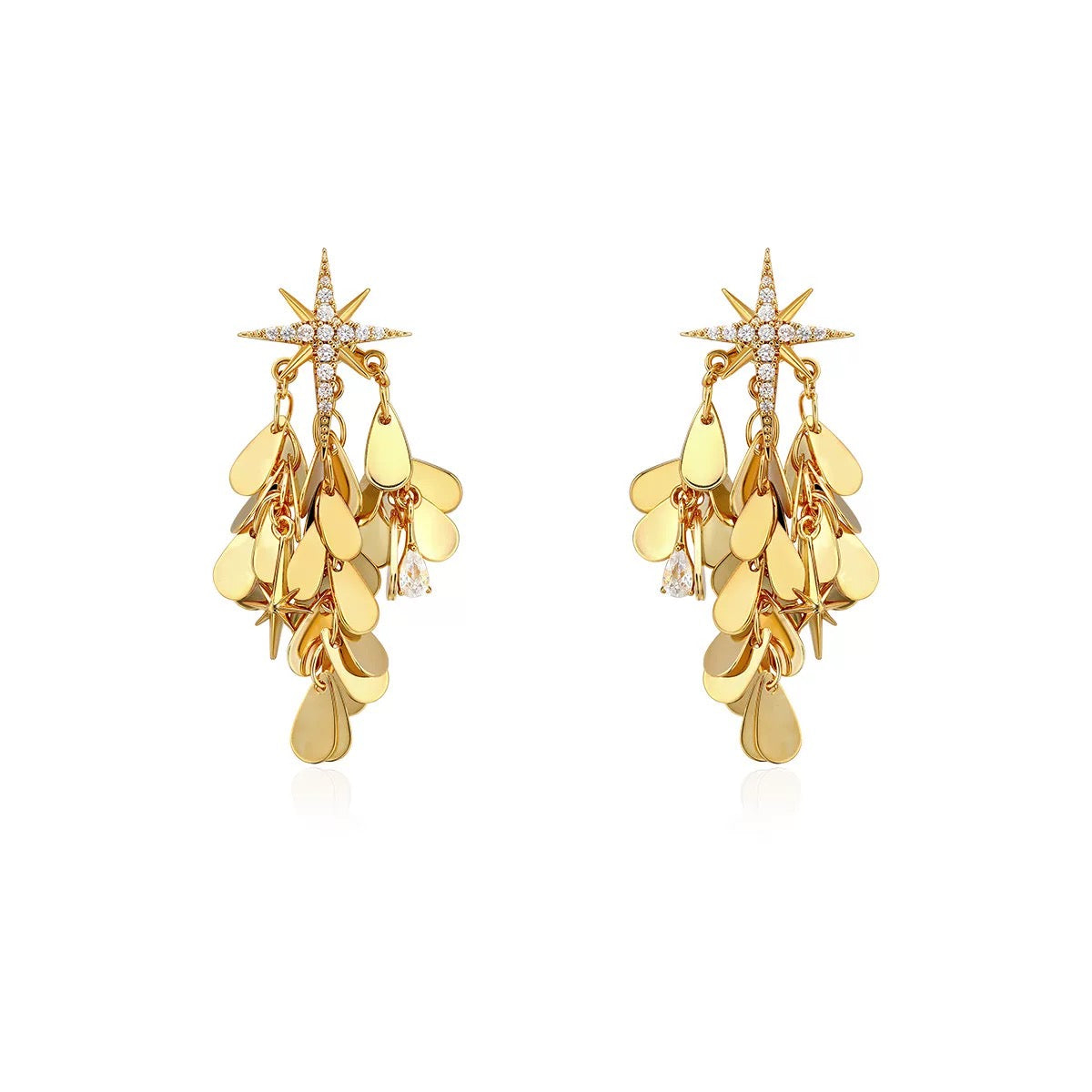 Golden Stellar Drip Earrings (2-in-1 Style)