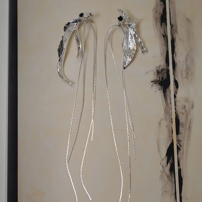 Midnight Willow Tassel Earrings