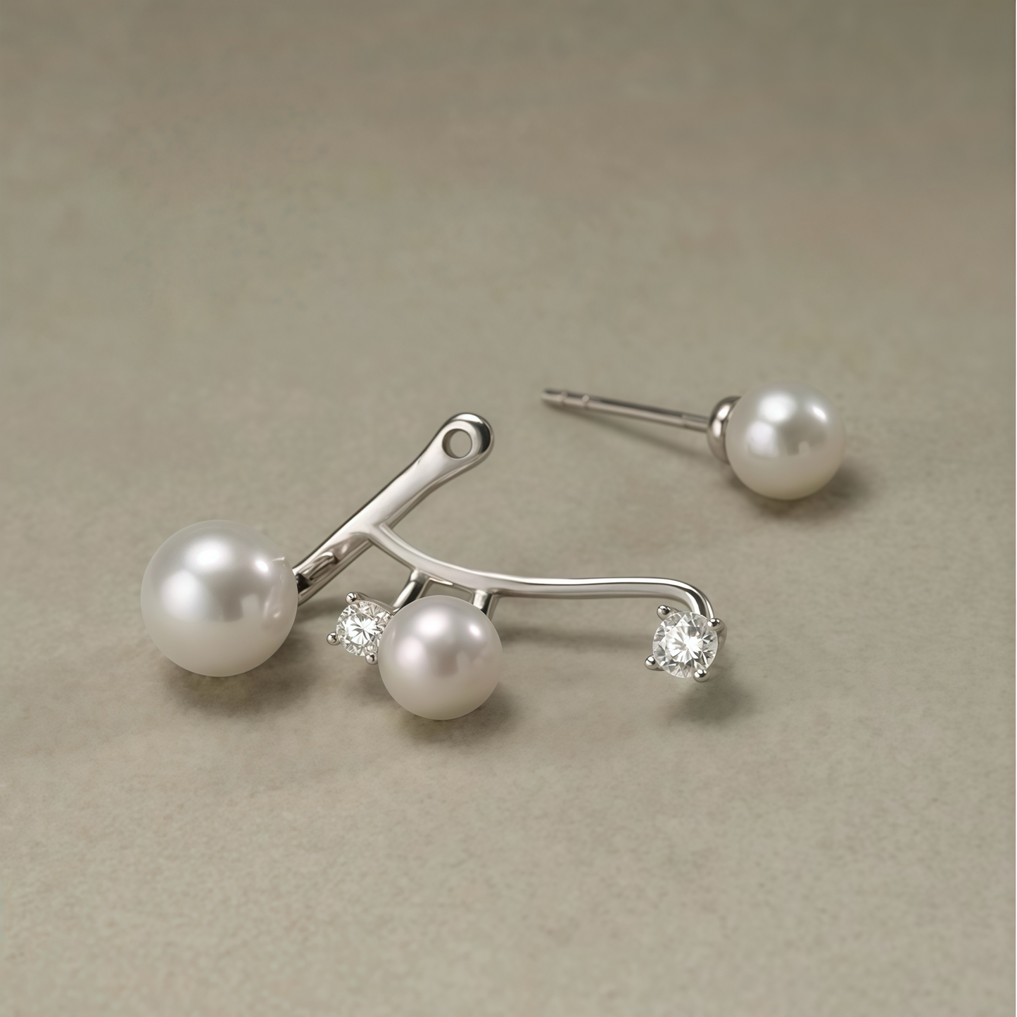 Orbiting Pearl Ear-Climber Earrings (2-in-1 Style)