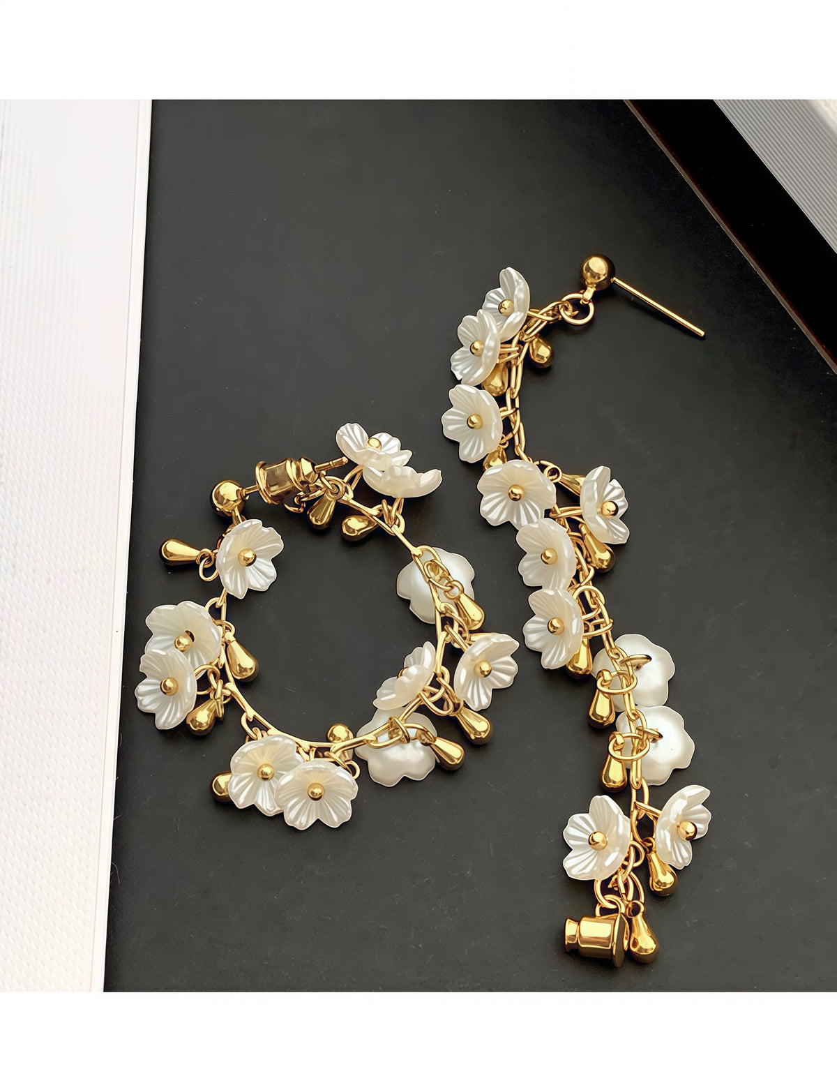 Cherry Blossom Rain Earrings – Convertible Floral Hoops (2-in-1 Style)