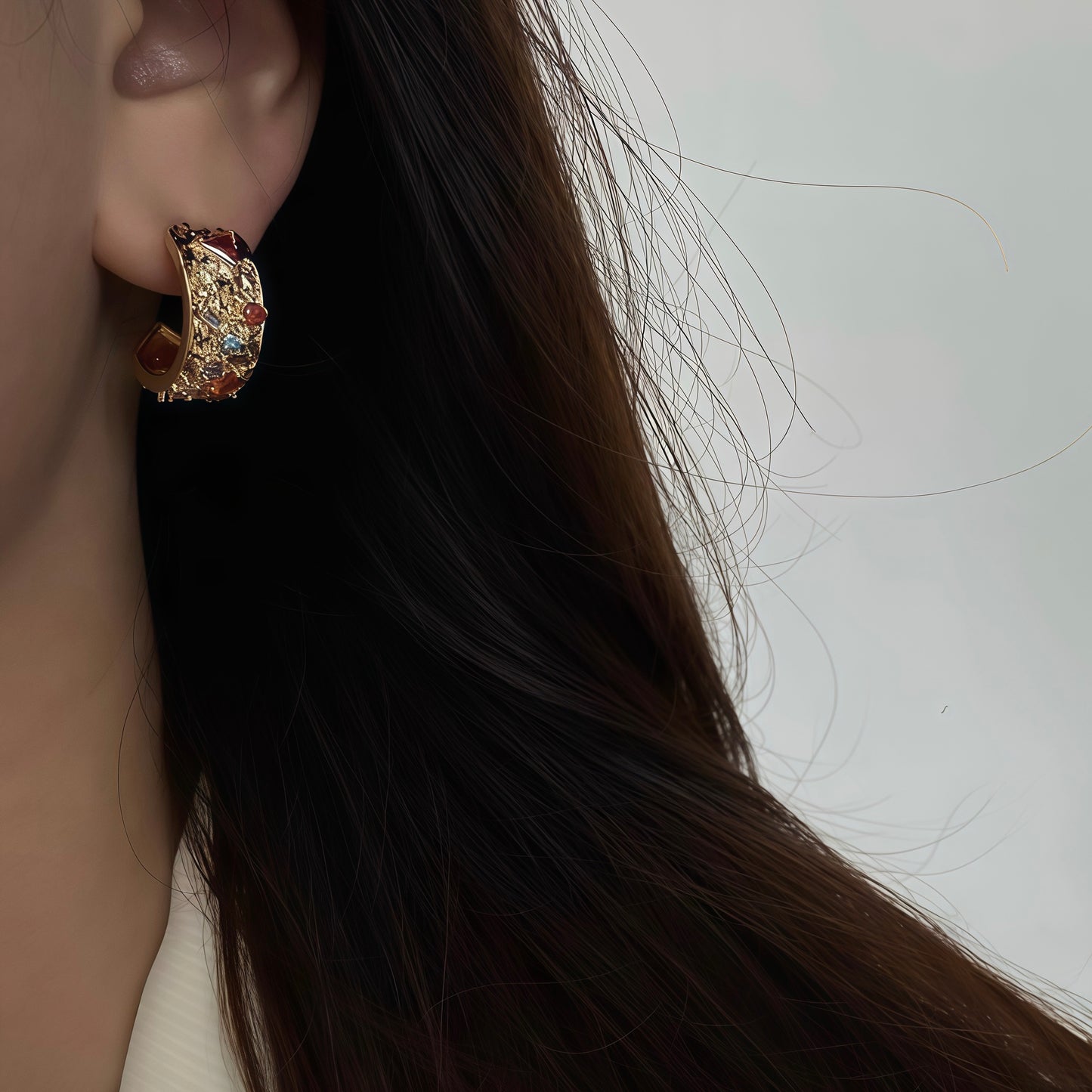 Celestial Mosaic Earrings – Silver & Gold