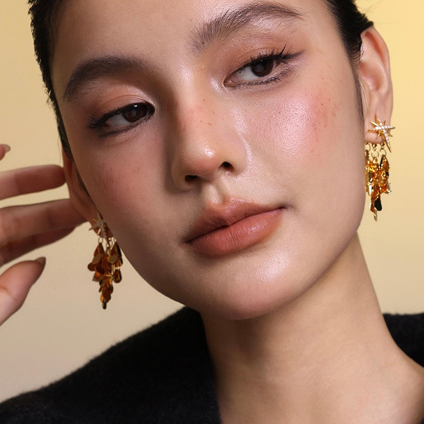 Golden Stellar Drip Earrings (2-in-1 Style)