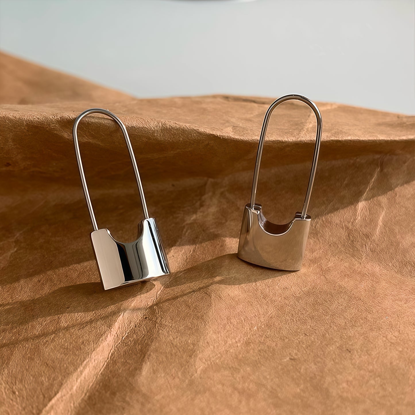 Sculptural Safety-Pin Drop Earrings