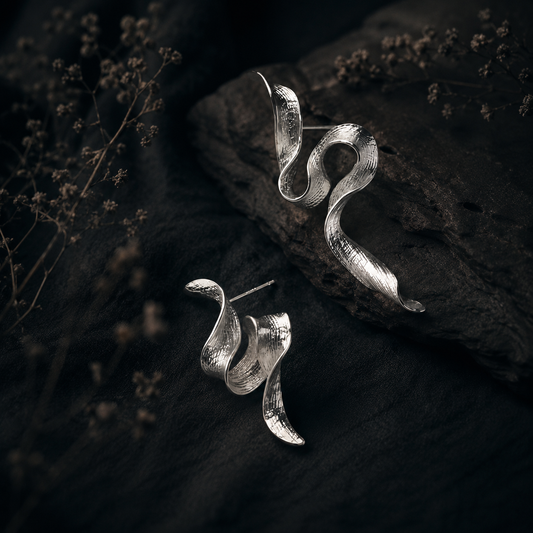 Sculpted Flow Silver Earrings