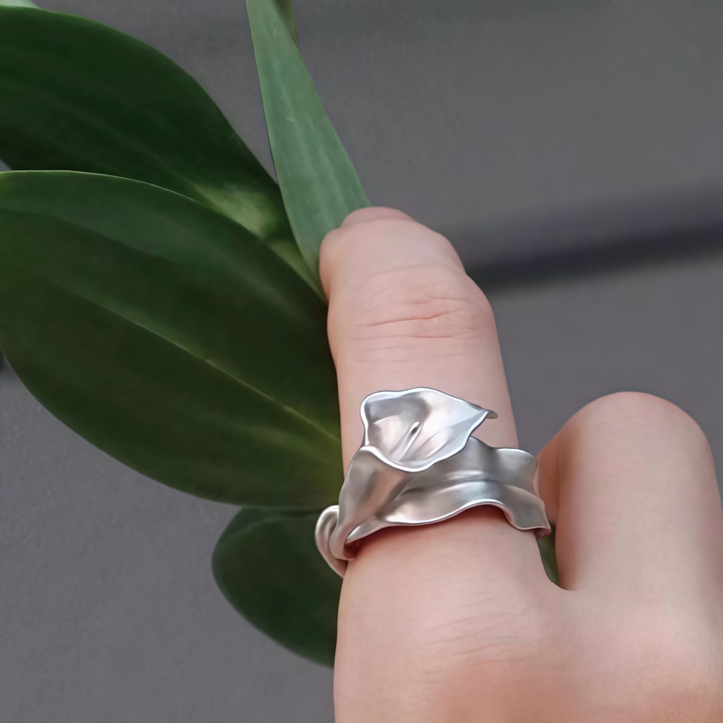 Calla Lily Ear Cuff / Ring – Adjustable Sculptural Silver Jewelry (2 styles in 1)