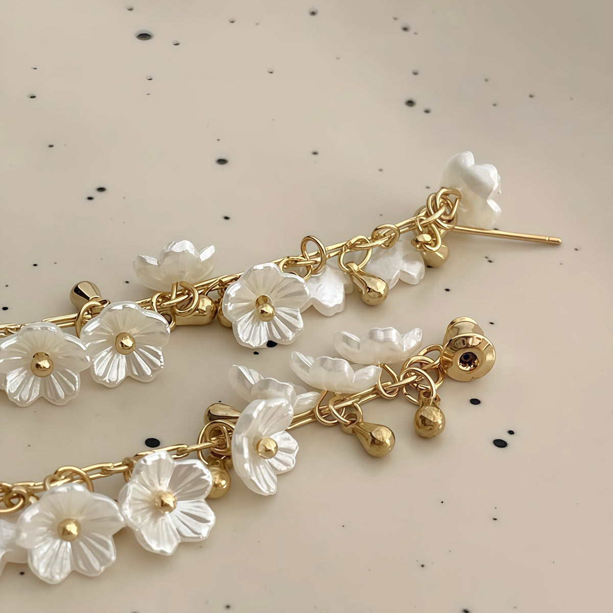 Cherry Blossom Rain Earrings – Convertible Floral Hoops (2-in-1 Style)