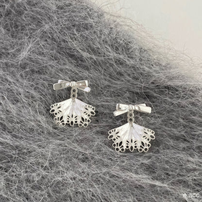 Ribbon Lace Skirt Earrings (2-in-1 Style)